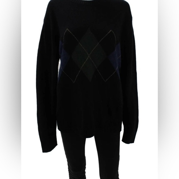 Uniqlo Sweaters - Uniqlo Black Argyle 100% Lambswool Women's Sweater